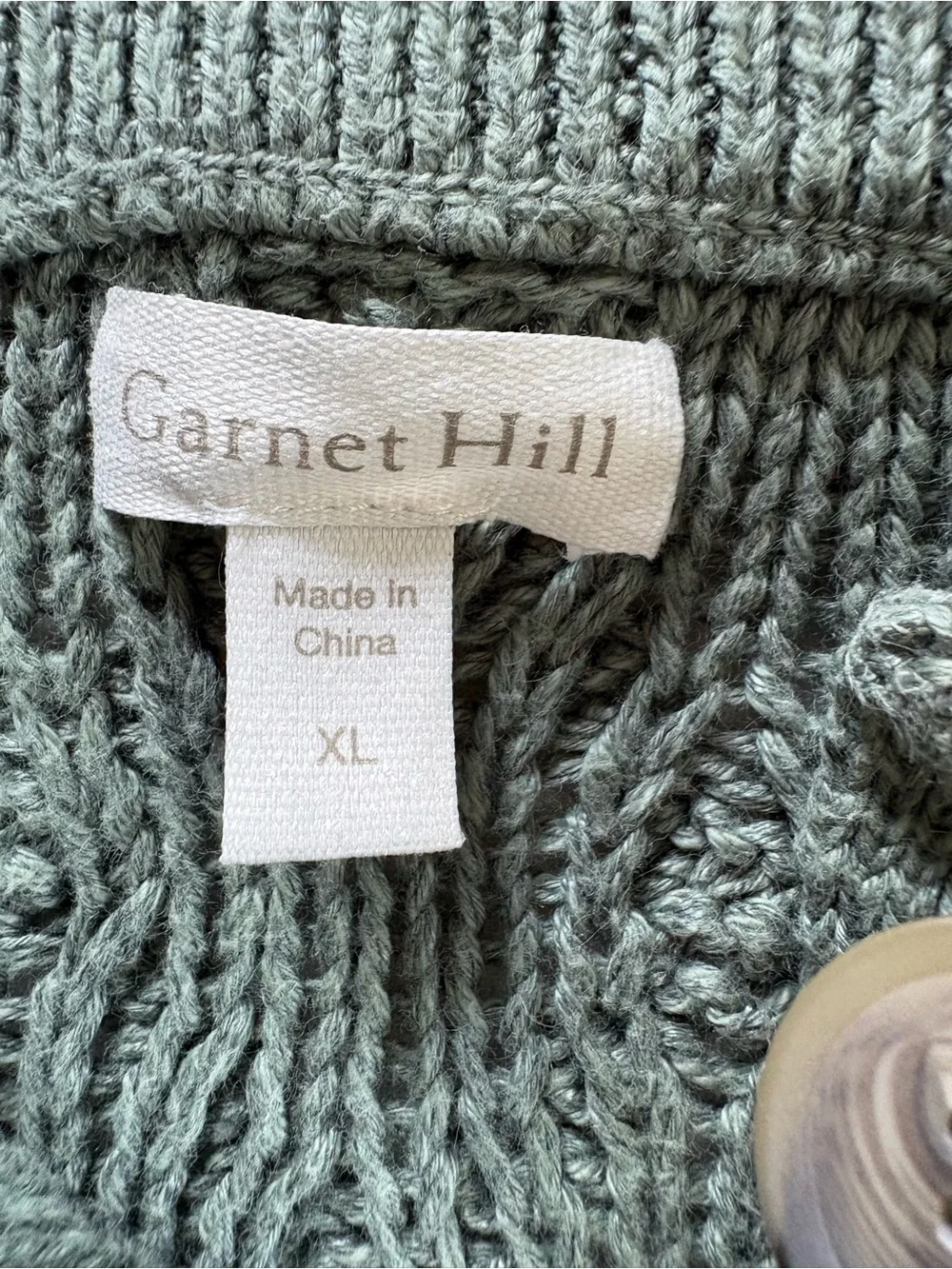 Garnet Hill Cable-Knit Polo Sweater XL Linen Cotton